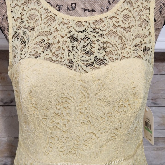 Jessica Simpson lemon yellow lace overlay sweetheart neckline dress size 8 new!! - Picture 5 of 7